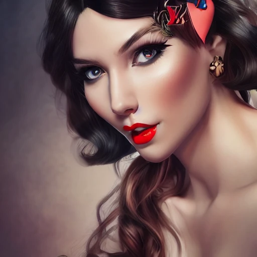 a pin up and beautiful fashion and charming and dreamlke random girl with lv jewelry, medium shot, art by artgerm & ross tran & wlop, hyperdetailed, 8 k realistic, symmetrical, frostbite 3 engine, cryengine, dof, trending on artstation, digital art 