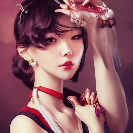 a pin up and beautiful fashion charming dreamlke korea girl with lv jewelry, character art, art by artgerm lau and kyoung hwan kim and and ilya kuvshinov and john singer sargent, hyperdetailed, 8 k realistic, symmetrical, frostbite 3 engine, cryengine, dof, trending on artstation, digital art 