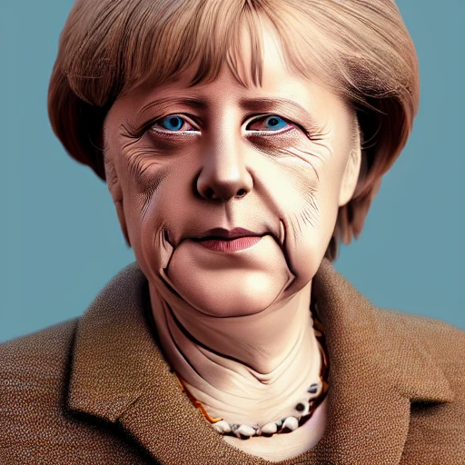 Very detailed, A hyperrealistic portrait concept art of a beautiful elderly {Angela Merkel} wearing a shabby jacket, business top| | ugly - horror - fine - face, intricate, light brown  hair, elegant, volumetric light, highly detailed. trending on artstation, digital art,pixiv, [[[WLOP]]],pool , 8k wallpaper, {sewer pipe},{{{lost place}}},{{{vivid}}},{{{red}}}