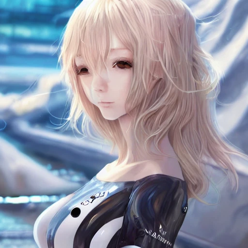 Very detailed, A hyperrealistic portrait concept art of a beautiful anime girl wearing a rubber swimsuit, sci-fi suit| | kawaii - cute - fine - face, intricate,white hair, elegant, volumetric light, highly detailed. trending on artstation, digital art,pixiv, [[[WLOP]]],pool , 8k wallpaper, {ocean},{{{desert}}},{{{vivid}}}, {{{red}}}, cinema4d, bottom body close up