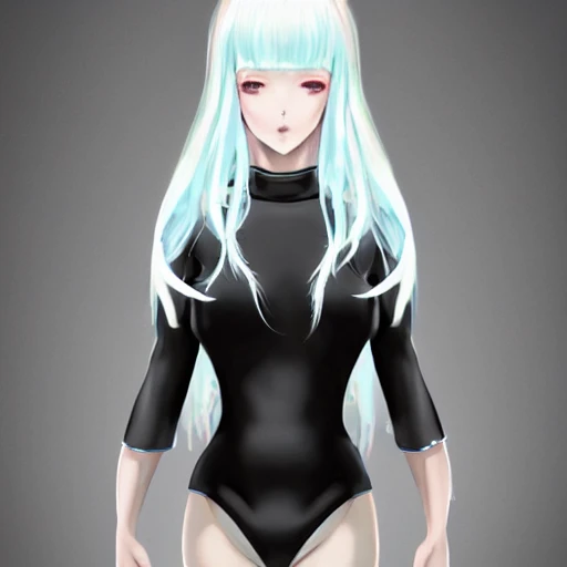 Very detailed, A hyperrealistic portrait concept art of a beautiful anime girl wearing  rubber swimsuit, sci-fi suit| | kawaii - cute - fine - face, intricate, pure white hair, elegant, volumetric light, highly detailed. trending on artstation, digital art,pixiv, [[[WLOP]]],{{{pool}}} , 8k wallpaper, {ocean},{{{desert}}},{{{vivid}}}, {{{red}}}, cinema4d, bottom body close up, full body, pastel color, kawaii, shibuya