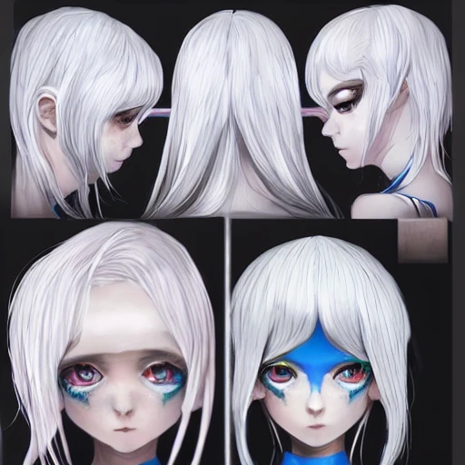 Very detailed, A hyperrealistic portrait concept art of a beautiful anime girl wearing  rubber swimsuit, sci-fi suit, white hair,slender body | | kawaii - cute - fine - face, intricate, elegant, volumetric light, highly detailed. trending on artstation, digital art,pixiv, [[[WLOP]]],{{{pool}}} , 8k wallpaper, {ocean},{{{desert}}},{{{vivid}}}, {{{red}}}, cinema4d, bottom body close up, full body, pastel color, kawaii, shibuya