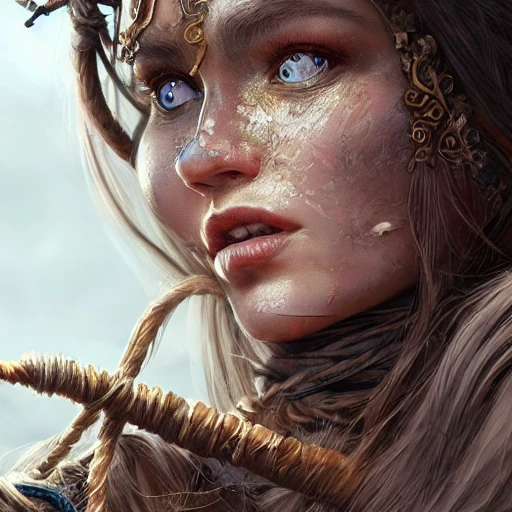 barbarian girl, beautiful detailed intricate insanely detailed, trending on artstation, 8 k artistic photography, photorealistic concept art, soft natural volumetric cinematic perfect light,  oil on canvas