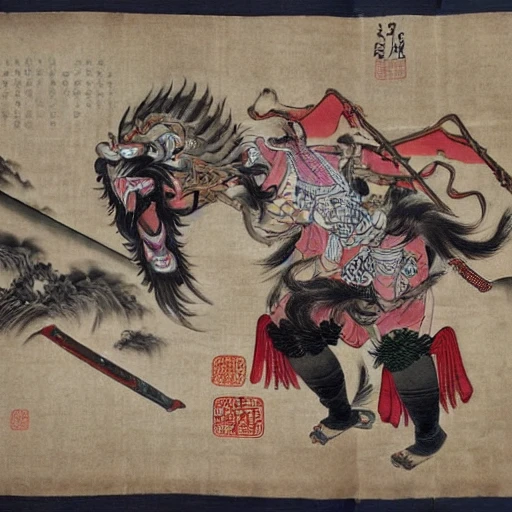 Chinese, battle, sword, female, demon, full moon
