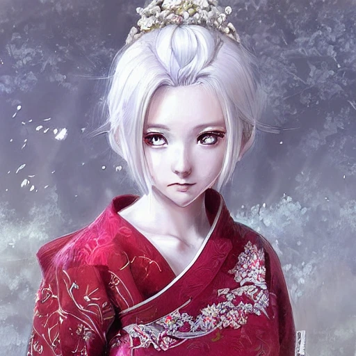 Very detailed. portrait concept art of a random beautiful anime girl wearing a chinese cloth,| kawaii - cute - fine - face, intricate,white hair, elegant, highly detailed. trending on artstation, digital art, by Stanley Artgerm Lau, [[[WLOP]]], , Andrei Riabovitchev, Marc Simonetti, Yoshitaka Amano, 8k wallpaper,{{{vivid}}},{{{red}}}, 3D, dark fantasy, {{{blood moon}}}