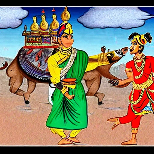 Tenali Raman was once walking along a forest path when he was stopped by a merchant. “I’m looking for my camel which has strayed away. Did you see it passing by?” asked the merchant., Cartoon, Cartoon