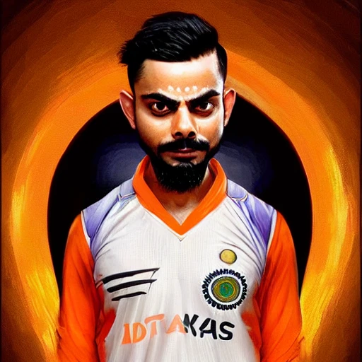 narendra modi as virat kohli, realistic portrait, symmetrical, highly detailed, digital painting, artstation, concept art, smooth, sharp focus, illustration, cinematic lighting, art by artgerm and greg rutkowski and alphonse mucha 