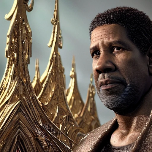 very detailed Hyper realistic photo from afar, of denzel washington, as god, art deco, very detailed, very realistic, Detailed and Intricate, Geometric, CGI, PBR, by Philippe Druillet, highly detailed, digital masterpiece, trippy, 8k, smooth, [sharp focus], unreal engine 5 rendered, illustration, cinematic lighting, [high octane render], detailed environment], [high key lighting, highly detailed, fine detail, intricate, award - winning, fantasy, 3D,