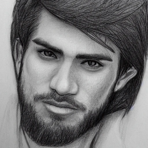 exquisite pencil drawing ruggedly handsome male model charact   Arthubai
