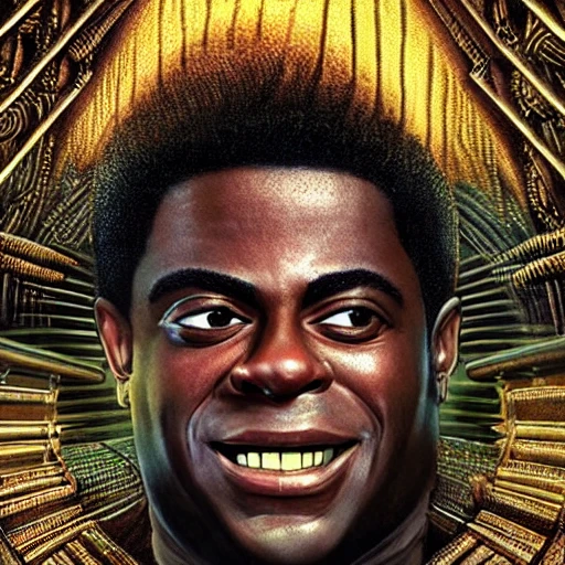 very detailed Hyper realistic 3d poster of kodak black as seen in raiders of the lost ark, very detailed, very realistic, Detailed and Intricate, Geometric, CGI, PBR, by Philippe Druillet, highly detailed, digital masterpiece, trippy, 8k, smooth, [sharp focus], unreal engine 5 rendered, illustration, cinematic lighting, [high octane render], detailed environment], [high key lighting, highly detailed, fine detail, intricate, award - winning, fantasy, 3D,