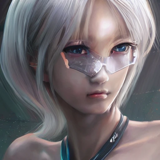 Very detailed, A hyperrealistic portrait concept art of a beautiful anime girl wearing  rubber swimsuit, sci-fi suit, white hair,slender body | | kawaii - cute - fine - face, intricate, elegant, volumetric light, highly detailed. trending on artstation, digital art,pixiv, [[[WLOP]]],{{{pool}}} , 8k wallpaper, {ocean},{photo studio},{{{vivid}}}, {{{red}}}, cinema4d, bottom body close up, full body, pastel color, kawaii, beautiful skin, profile,selflie