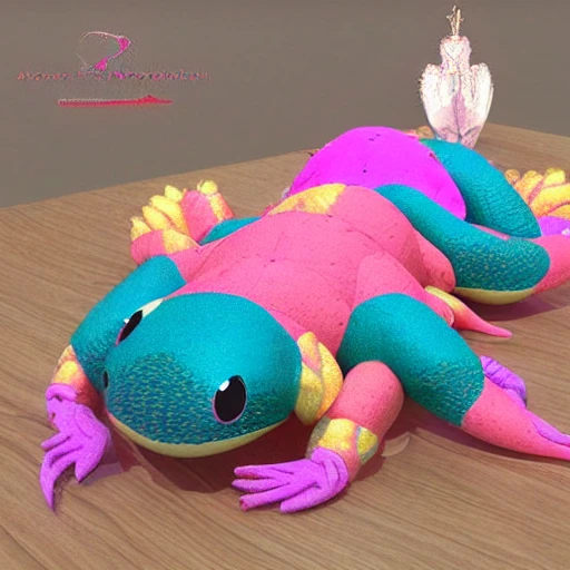 High quality 3D rendering surrealism is very cute, dreamy, colorful, armored, snake hybrid plush!, Delicate and fluffy!!, Very smooth, like a cute sister