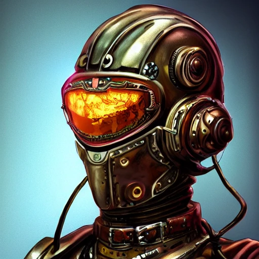 steampunk helmet fantasy art mask robot ninja stylized digital illustration sharp focus, elegant intricate digital painting artstation concept art global illumination ray tracing advanced technology chaykin howard and campionpascale and cooke darwyn and davis jack 