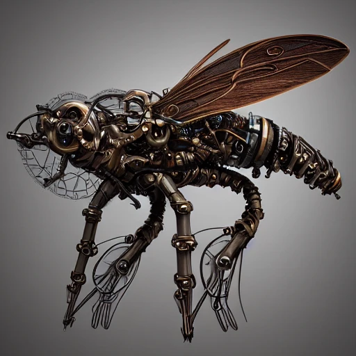 steampunk cybernetic biomechanical fly with wings, 3 d model, unreal engine realistic render, 8 k, micro detail, intricate, elegant, highly detailed, centered, digital painting, artstation, smooth, sharp focus, illustration, artgerm, tomasz alen kopera, wlop , Pencil Sketch, car