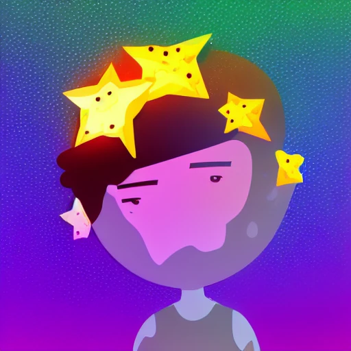 Glitch, space boy, stars ,Cartoon