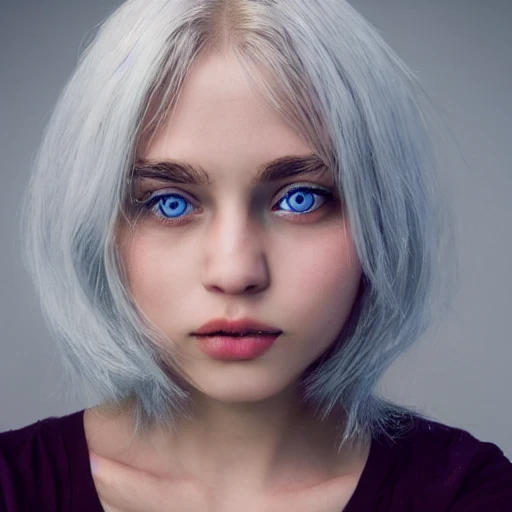 Brown skin, white hair, blue eyes, two-dimensional beautiful girl