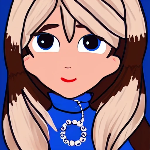 Brown skin, white hair, blue eyes, two-dimensional beautiful girl, Cartoon