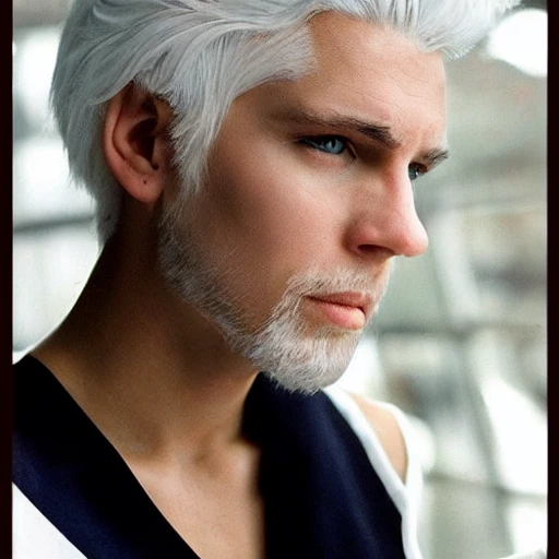 White skin, white hair, blue eyes, two-dimensional, black silk