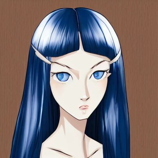 White skin, white hair, blue eyes, two-dimensional girl, black silk