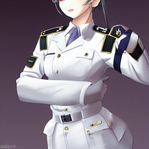  delicate, girl, military uniform, white silk, high-definition, anime