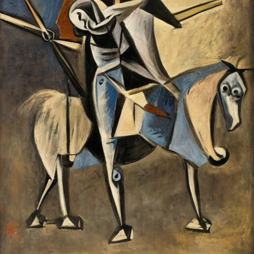 picasso, don quixote, sancho panza, windmill
