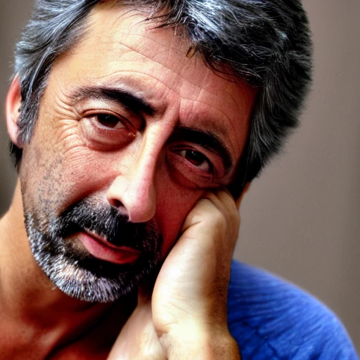 ricardo darin, upper body, medium shot, masterpiece, look at viewer, focus on face, {{beautiful detailed face}}, brown eyes, lips, bare shoulders, extremely detailed, 8K wallpaper,