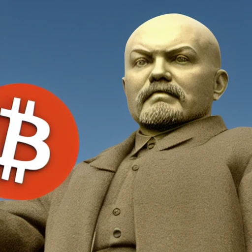 Lenin surrounded by bitcoin, cryptocurrencies, digital currencies, 3D