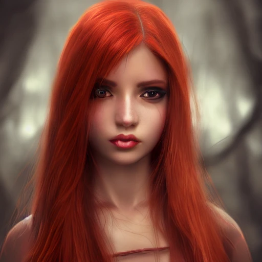 fantasy, female, human, red hair, brown eyes, detailed, 4k, workshop, cinematic