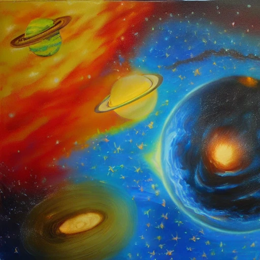 planets cosmos infinite stars explosion, Oil Painting