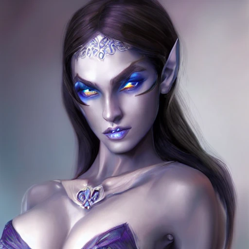 beautiful perfect face, dark-elf, viconia, detailled blue-dark skin, baldur's gate, perfect eyes, by Stanley Artgerm Lau, Very detailed