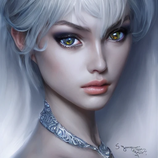 Very detailed. intricate, elegant, highly detailed, trending on artstation, digital art, perfect face, perfect eyes, perfect composition, by Stanley Artgerm Lau, beautiful perfect face, drow, viconia, detailled bleu skin, Baldur's gate, white haired