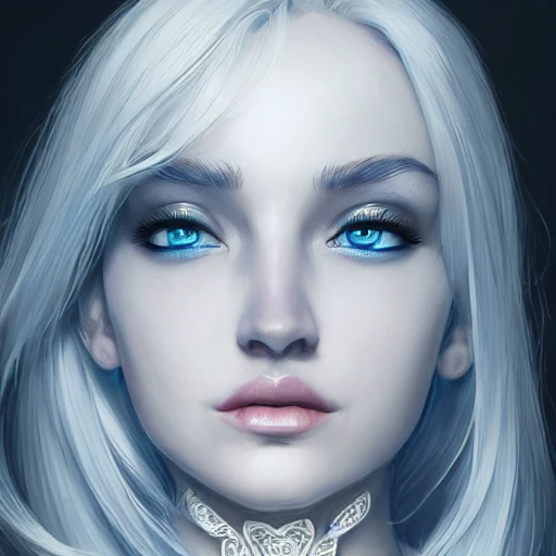 Very detailed. intricate, elegant, highly detailed, trending on artstation, digital art, perfect face, perfect eyes, perfect composition, by Stanley Artgerm Lau, beautiful perfect face, drow, viconia, fully bleu skin, Baldur's gate, white haired