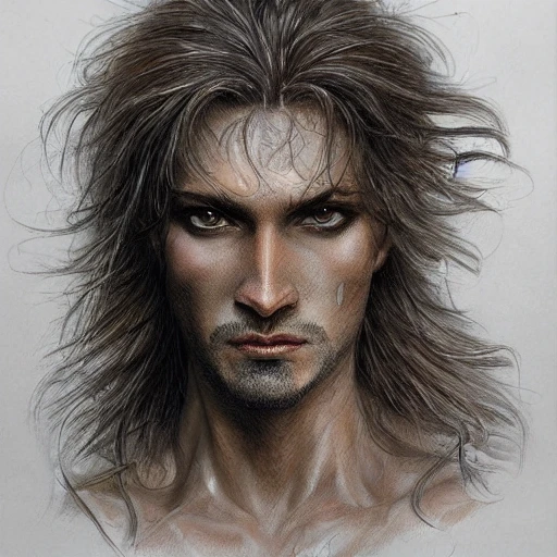 Very detailed male portrait. intricate, elegant, highly detailed, trending on artstation, digital art, perfect face, perfect brown eyes, perfect composition, by Luis Royo, Baldur's gate, Raistlin Majere, brown skin, long white haired, forty years old