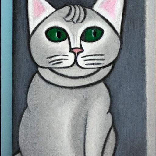 detailed Cute Gray Cat by Pablo Picasso