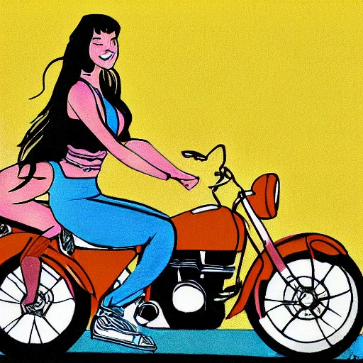 young liv tyler riding a motorcycle, Cartoon