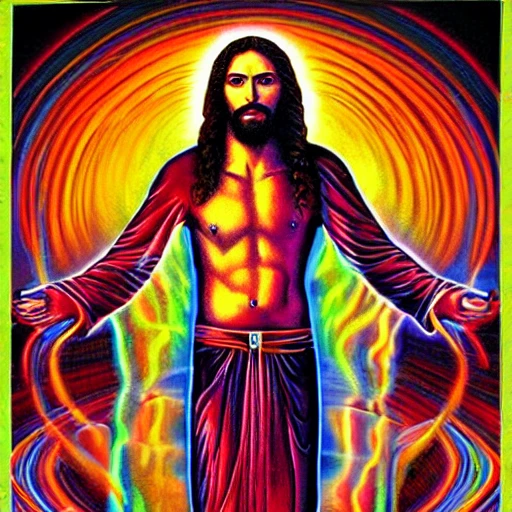 Jesus in the style of Alex Grey, 3D