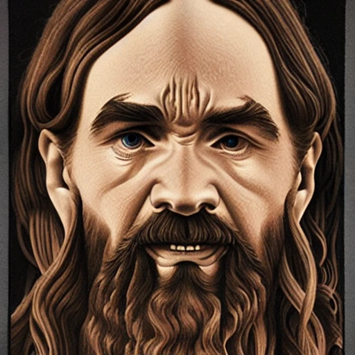 Jesus Christ is Charles Manson in the style of Alex Grey, 3D, Intricate