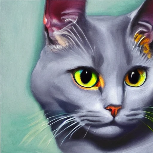 high quality high detail painting by Pablo Picasso, hd, portrait of a cute gray cat with green eyes, photorealistic lighting