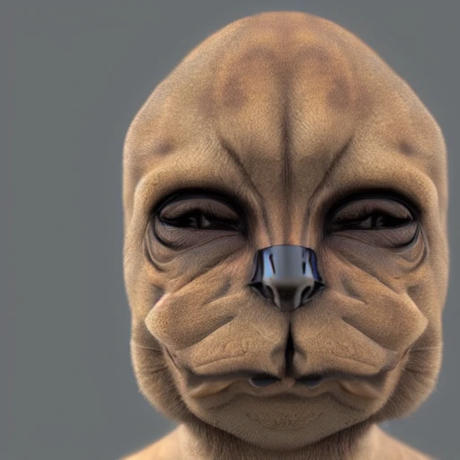 animal with the face of a human, 3D, real