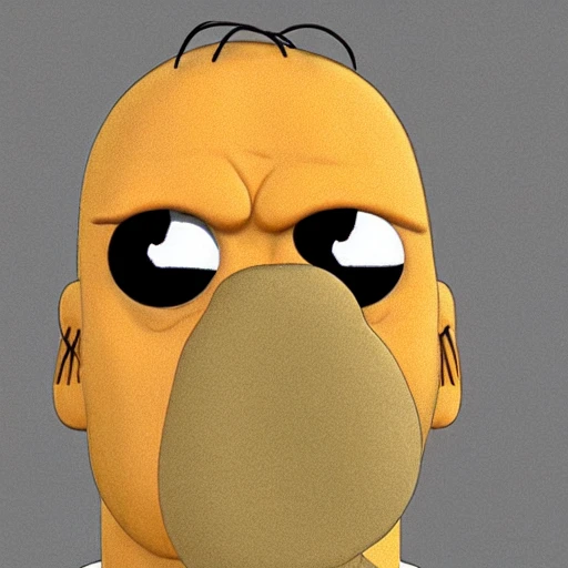 animal with the face of a human, 3D, real, Homer Simpson
