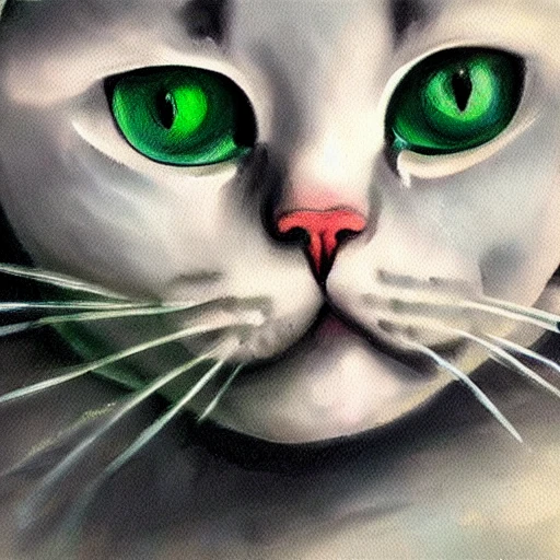 high quality high detail painting by Pablo Picasso, hd, portrait of a cute gray cat with green eyes, photorealistic lighting