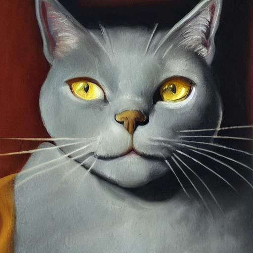 high quality high detail painting by Pablo Picasso, hd, portrait of a cute gray cat with green eyes, photorealistic lighting