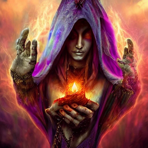 warlock casting banishing spell, unreal engine, art by Mario Nevado extremely detailed HD wallpaper, realism, 8k {{extremely detailed face}, {{masterpiece}}, highly detailed, intricate, still, photograph, fantasy, medieval, midday, day, sunny, shimmering, realistic, 8k, award winning, trending on artstation, Dungeons and dragons, tabletop,