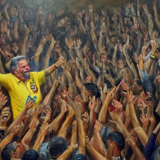 Lula da Silva wins election against Jair Bolsonaro and will be Brazil's president for third time, Oil Painting