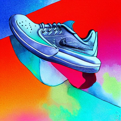 Nike sneaker Ad, illustrated, gradient, 3D, Water Color