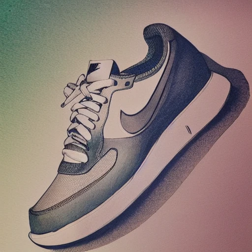 Very detailed. intricate, elegant, highly detailed, trending on artstation, Nike sneaker Ad, illustrated, gradient, 3D, Water Color