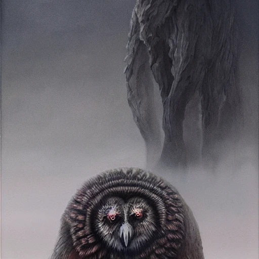 painting of hybrid between mammoth!!!! & owl, intercrossed animal, by zdzislaw beksinski, by tiffany bozic, by chris buzelli, cold hue's, warm tone gradient background, concept art, beautiful composition, digital painting , Trippy
{
"width": 1800,
"height": 2700,
}