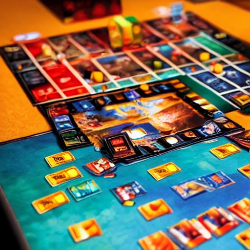 game night, board game, friends, evening, living room, dim lighting, cartoon, warm colors