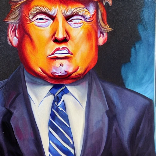 Donald Trump in Halloween, Oil Painting, Cartoon