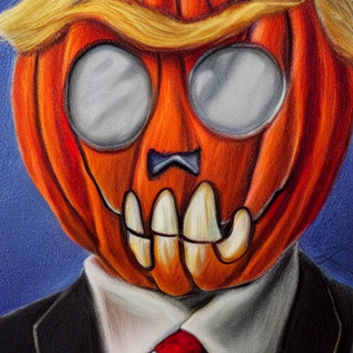 Donald Trump in Halloween, Oil Painting, Cartoon, Pencil Sketch, Trippy, 3D
